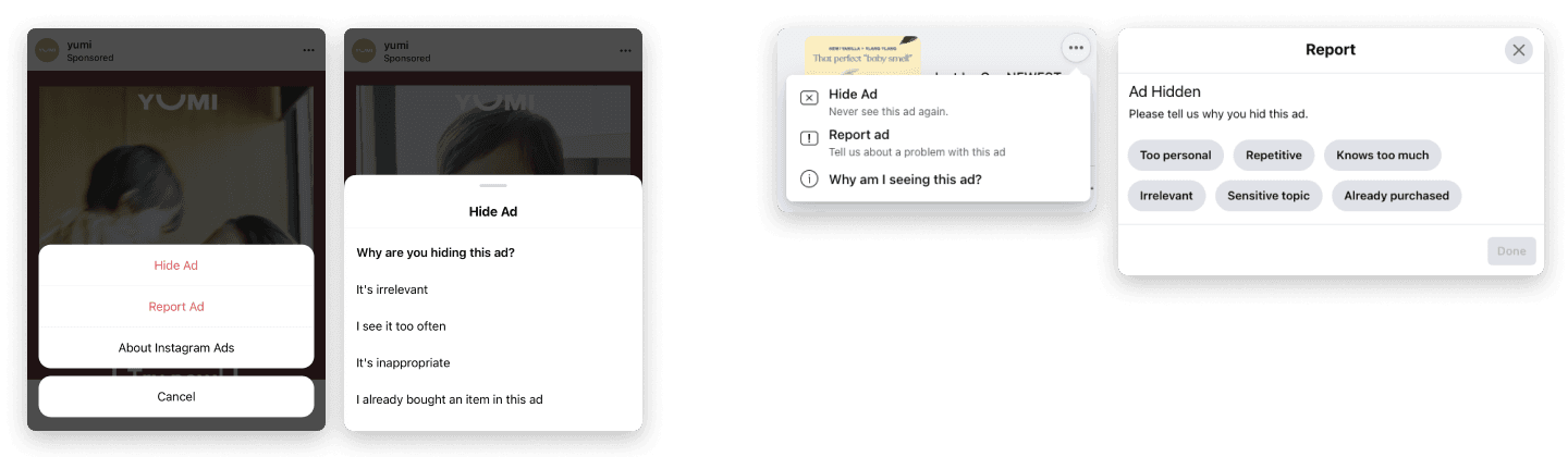 Feedback mechanism design options A/B testing