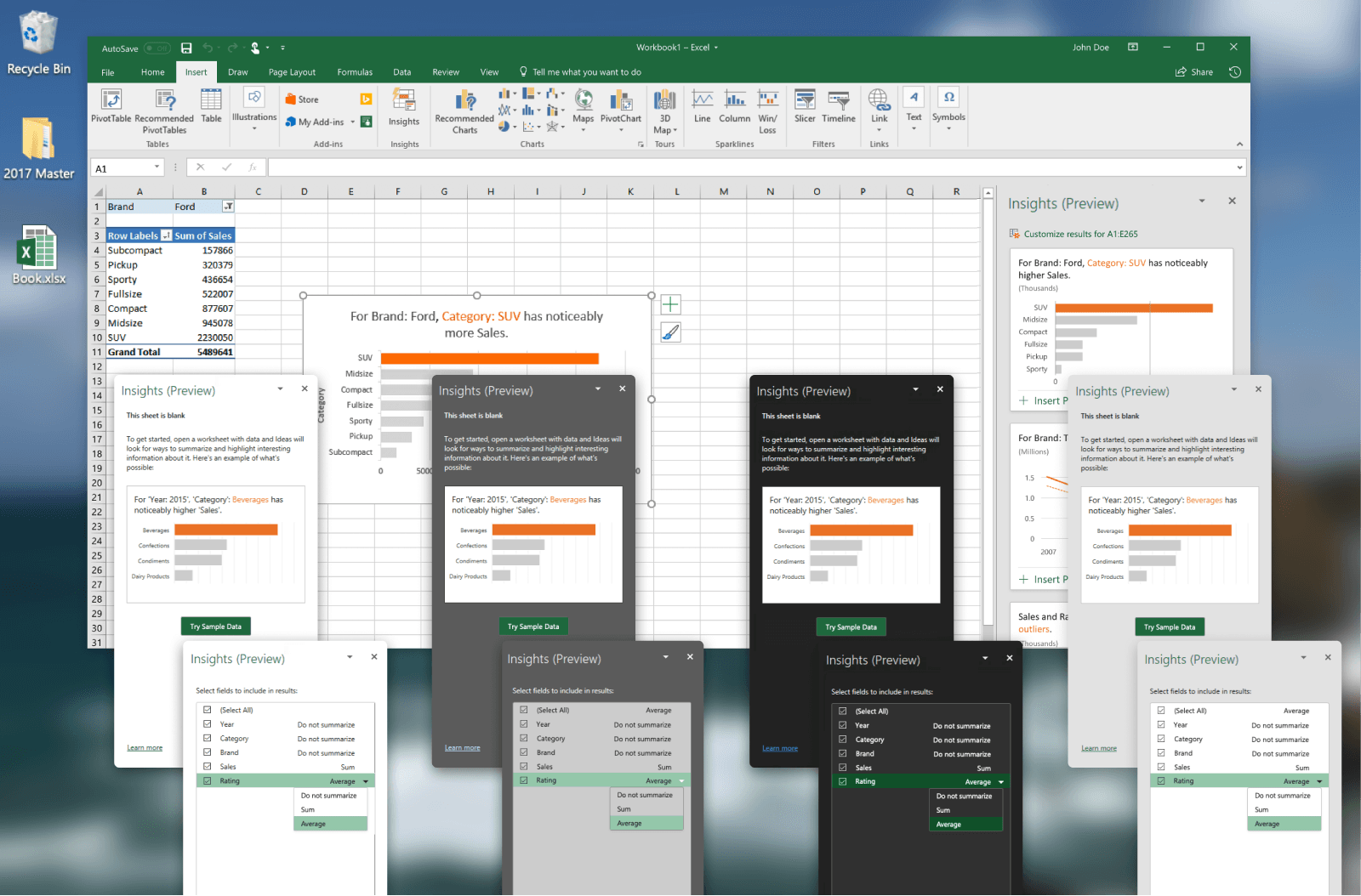 Excel Ideas across Windows color themes