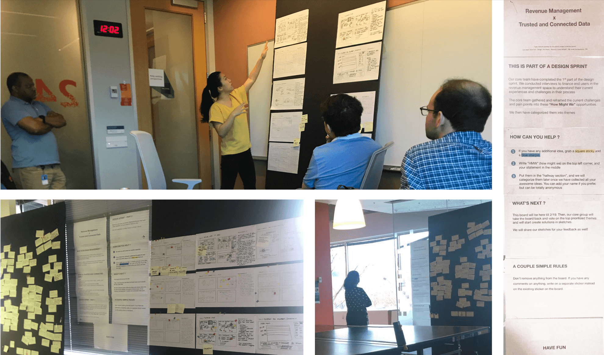Design sprint workshop with sticky notes